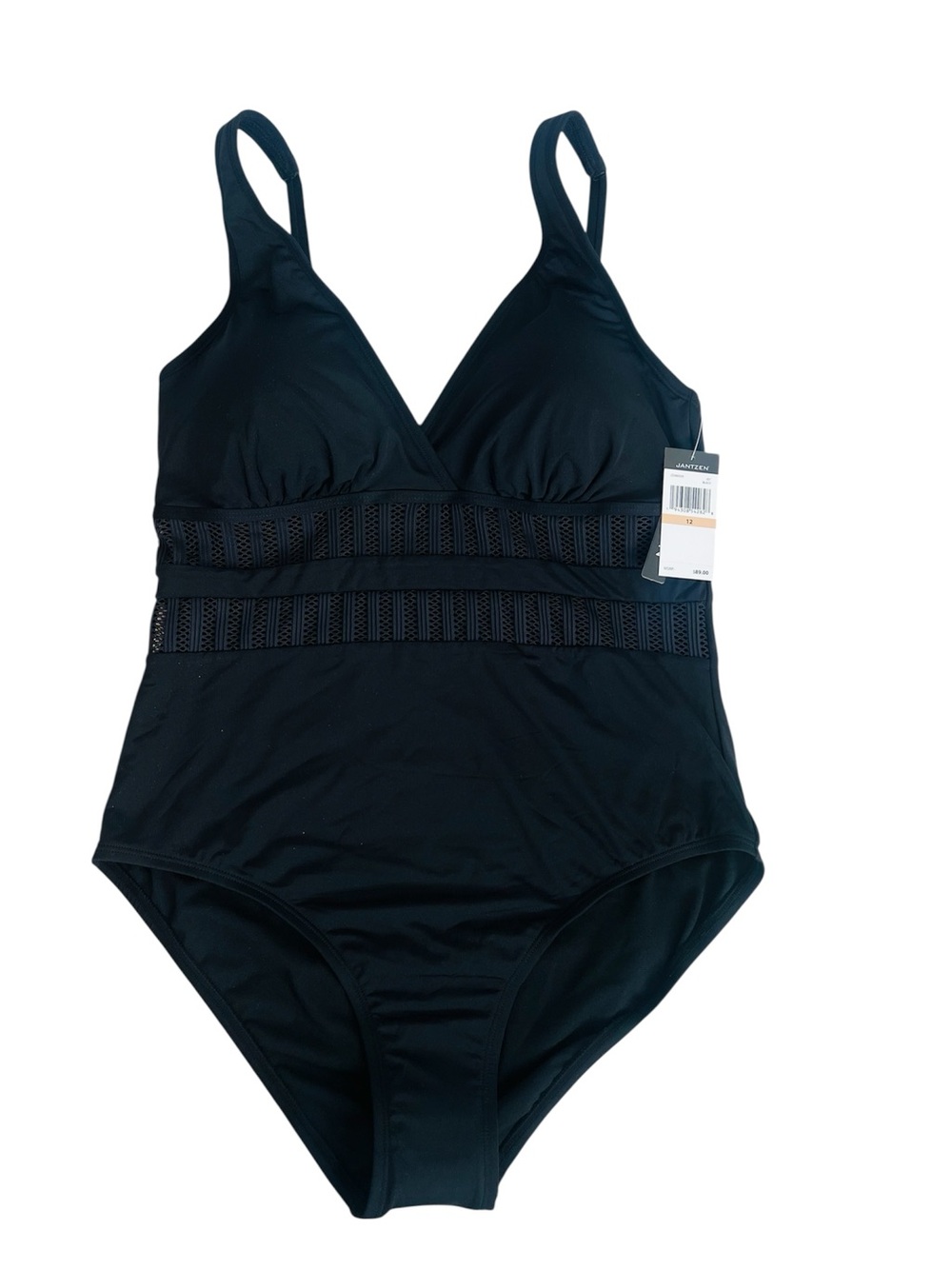 Jantzen Black One-Piece Swimsuit with Sheer Waist Panels (Size 12) - Picture 5 of 5